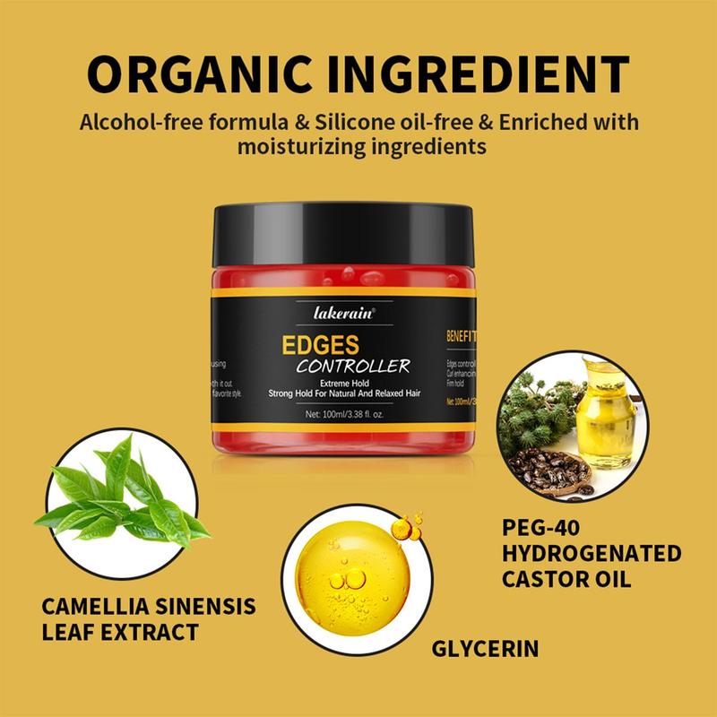 Edge Control Hair Gel, 4 Counts set Strong Hold Moisturizing  Hair Styling Gel, Professional Hair Care & Styling Product for Men & Women Daily Use