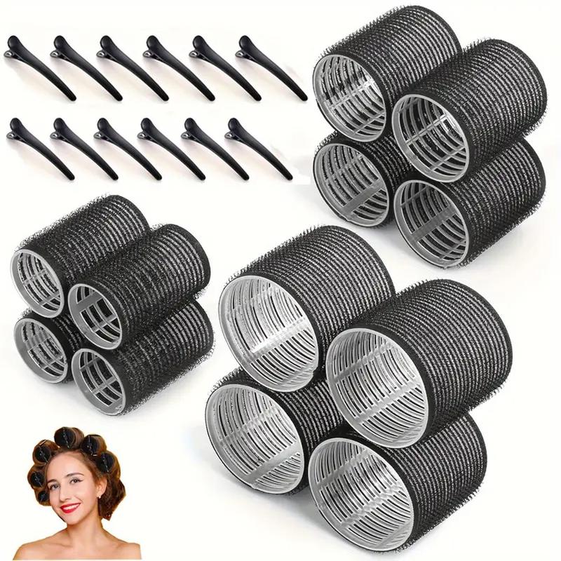 No Heat Hair Roller Set, 12pcs Mixed Size Hair Curler & 12pcs Hair Clips, Professional Hair Styling Tool for Women & Girls