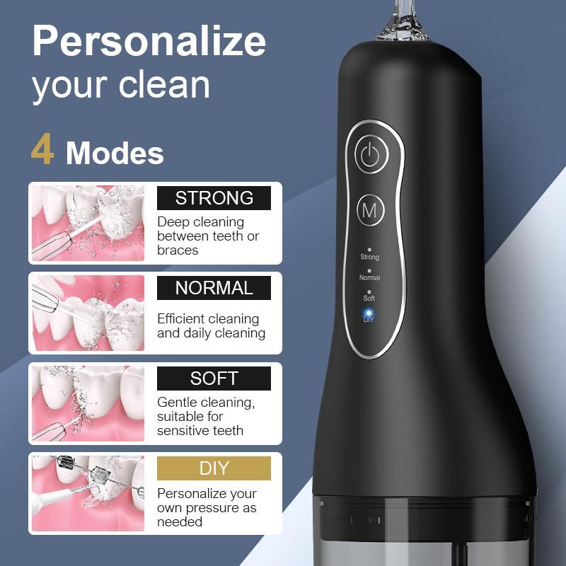 USB Rechargeable Water Flosser, Water Flosser with 4 Cleaning Modes, Oral Cleaning Tool, Portable Oral Irrigator for Home & Travel, Christmas Gift