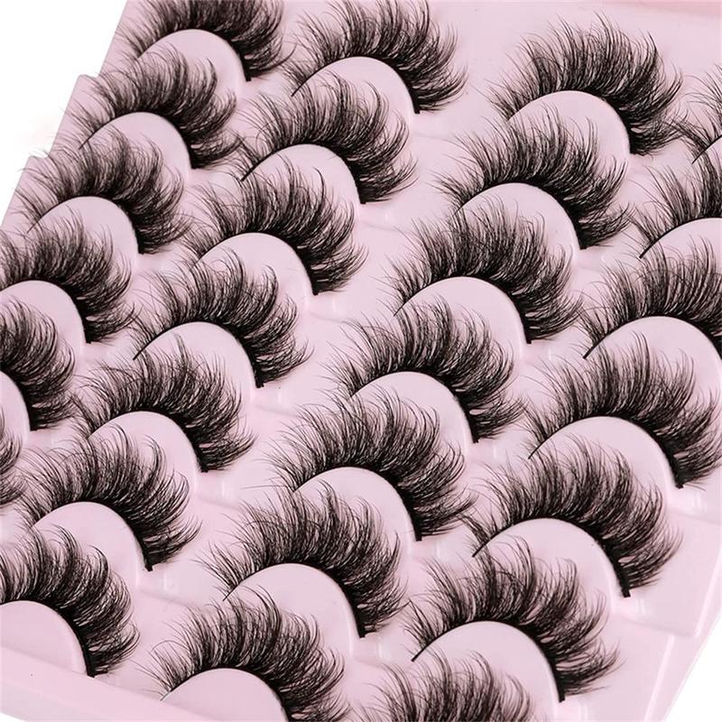 Summer Music Festival Makeup 3D Fluffy False Eyelashes, Wispy Cat Eye Faux Strip Eyelashes Extensions, Soft and Curl Fake Eyelashes for Women Eye Makeup, Lash Extension Kit, Christmas Gift