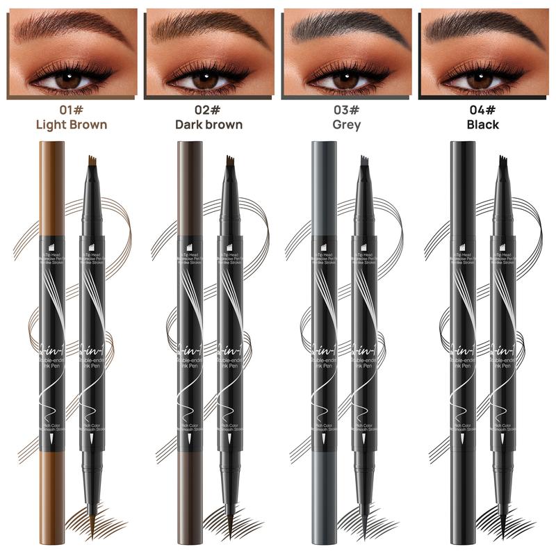 Magical Precise Waterproof Brow Pen,4 Tip Microblade Eyebrow Pen,Eye Brow Contouring Pen Pencil,Eyebrows Gel Makeup,delineador lapiz para cejas,24 Hours Long Lasting Smudge Proof,01 Light Brown Cosmetic