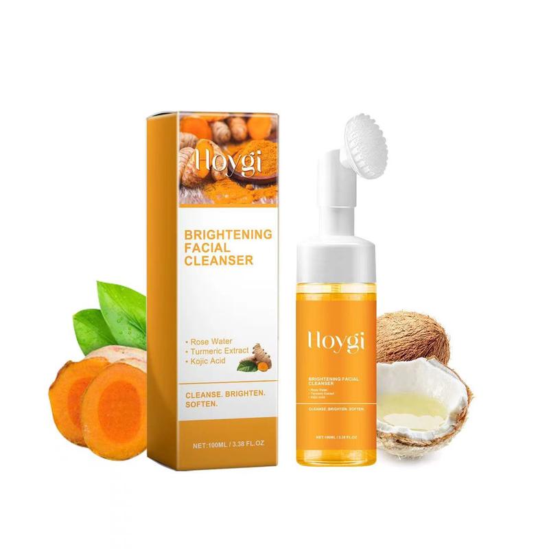 NEW - Hoygi Turmeric + Kojic Acid Foaming Facial Cleanser + Silicone Brush Cleansing Skincare