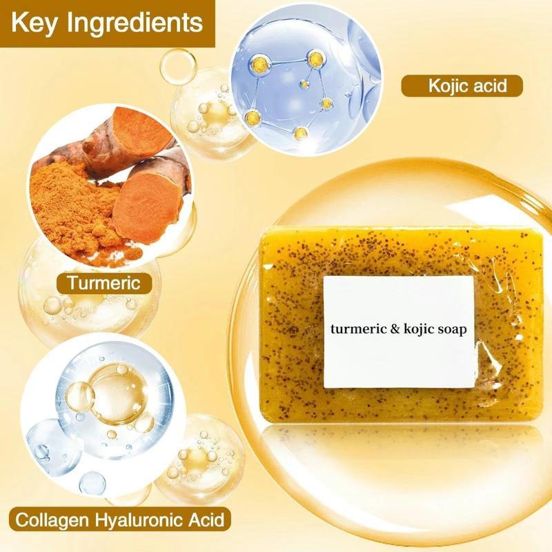 2Pcs Lemon Turmeric Kojic Acid Soap Lemon Kojic Acid Soap Bar Turmeric Soap Bar Kojic Acid Soap for Face