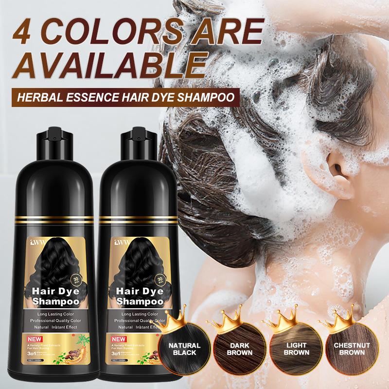 Black Hair Dye Shampoo - 3-in-1 Instant Hair Color with 100% Grey Coverage, Herbal Ingredients, Gentle Nourishing Formula, Long-lasting Shine, Easy to Use for All Hair Types