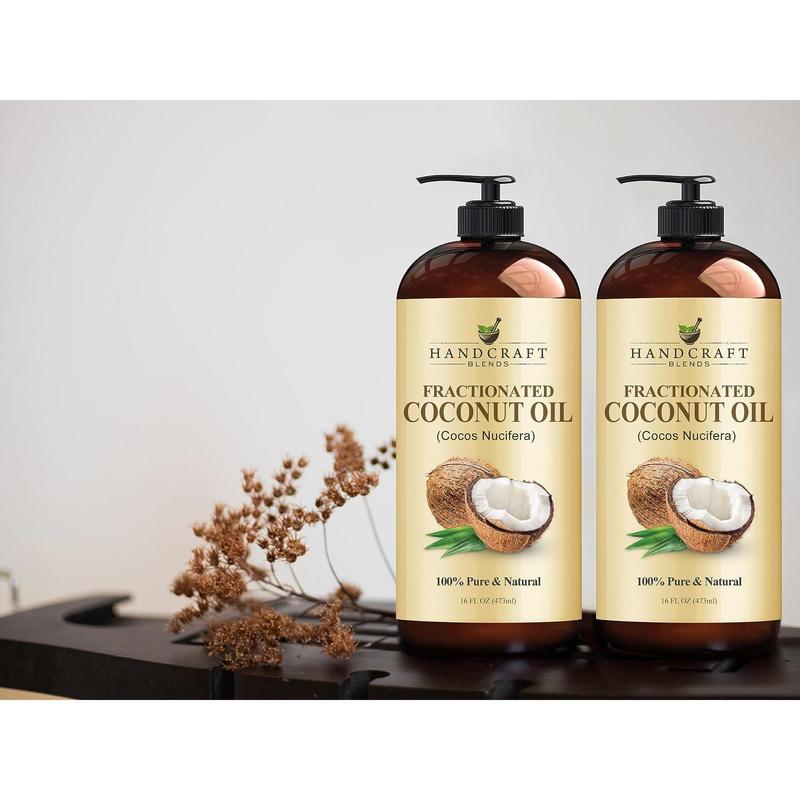 Handcraft Blends Fractionated Coconut Oil, 16 Fl Oz - 100% Pure and Natural - Premium Grade Oil for Skin, Hair,Tonic - Carrier Hair Growth Oil