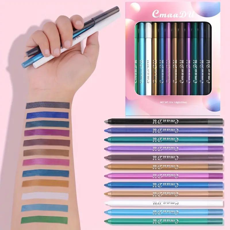 Long Lasting Eyeliner Pen (12pcs set), 2 in 1 Matte Shimmer Eyeshadow & Eyeliner Pen, Easy To Apply for Eye Makeup, Great for Professional & Beginners