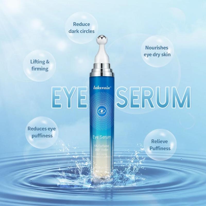 5% Caffeine Eye Serum with 360° Massage Ball - Hydrating Eye Repair Cream to Reduce Dark Circles, Puffiness, Wrinkles & Fine Lines under  eye