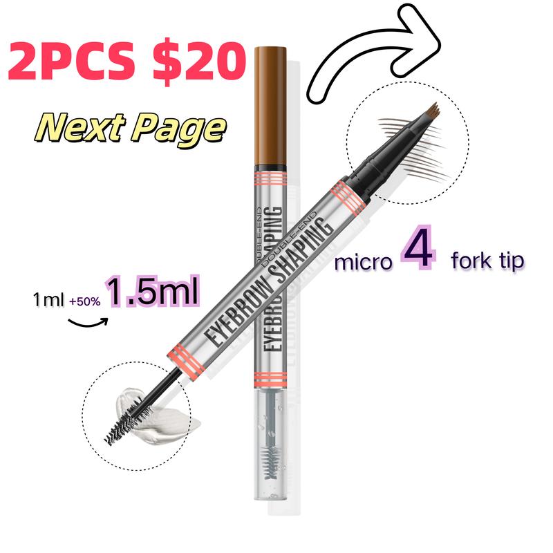 Eyebrow Pencil and Eyebrow Gel 2 in 1,4 Tip Head eyebrow pencil,1.5ml Gel,Easy and Convennient to use,Natural Look Brow,Beauty,All-in-One Brow Tool,Waterproof and sweatproof, Cosmetic