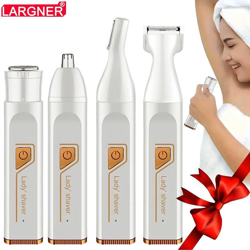 4 in 1 Electric Shaver, 1 Box Portable Rechargeable Hair Trimmer for Face, Nose, Legs, Armpit, Bikini, Wet and Dry Use Hair Removal Tool, Christmas Gift