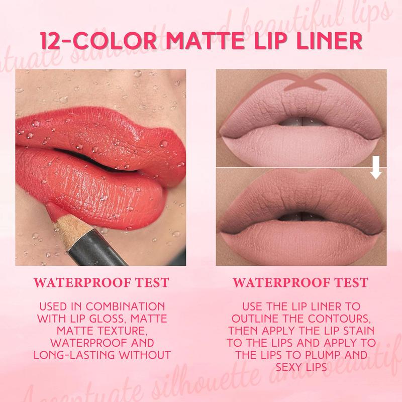 Long Lasting Lip Liner, 1 Count Waterproof Lip Liner, Easy Coloring Lip Liner Pen, Moisturizing Matt Finish Lip Liner