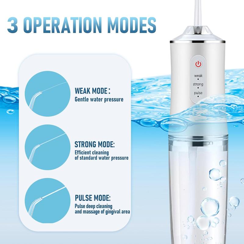 Rechargeable Water flosser, Dental Cleaner, Dental Flosser Water Jet Oral Irrigator for Teeth，IPX7 Waterproof, 3 Modes, 4 nozzles, Rechargeable Portable Rechargeable Portable