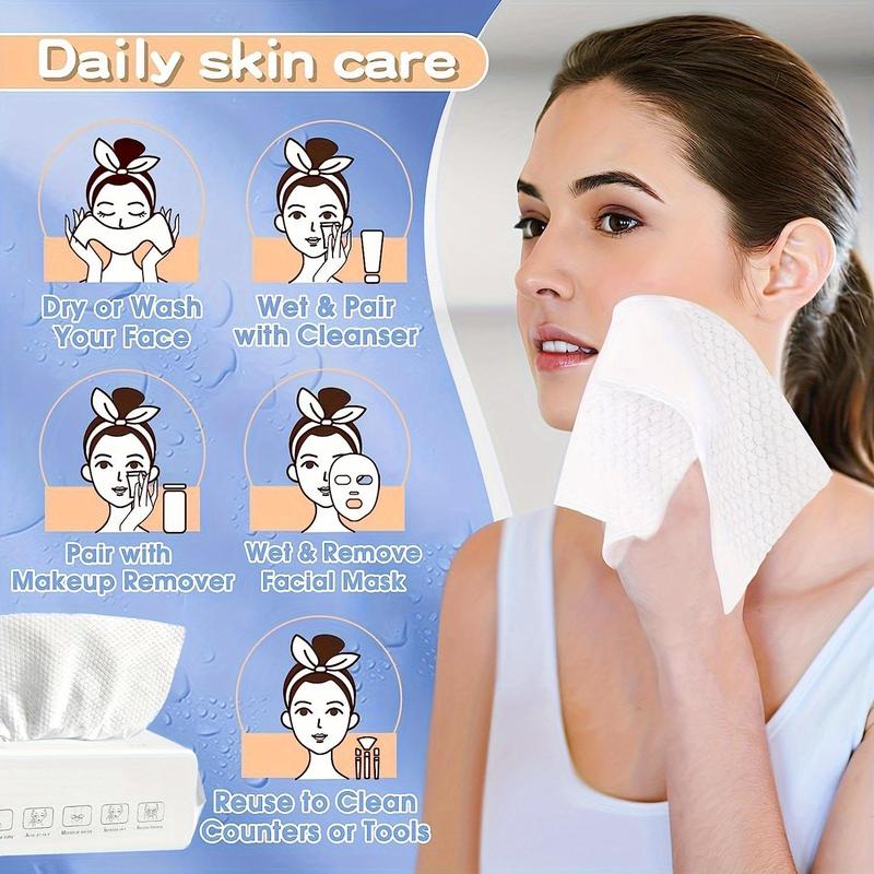 Disposable Face Towel, 100 200 400pcs Dry & Wet Use Facial Cleansing Towels, Double-sided Design Makeup Removal Wipes, Christmas Gift