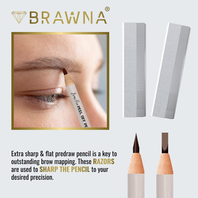 BRAWNA 6 Pack Brow Pro Peel Off Pencils with Sharpener - Waterproof Mapping Pencils - Light Medium Dark Brown