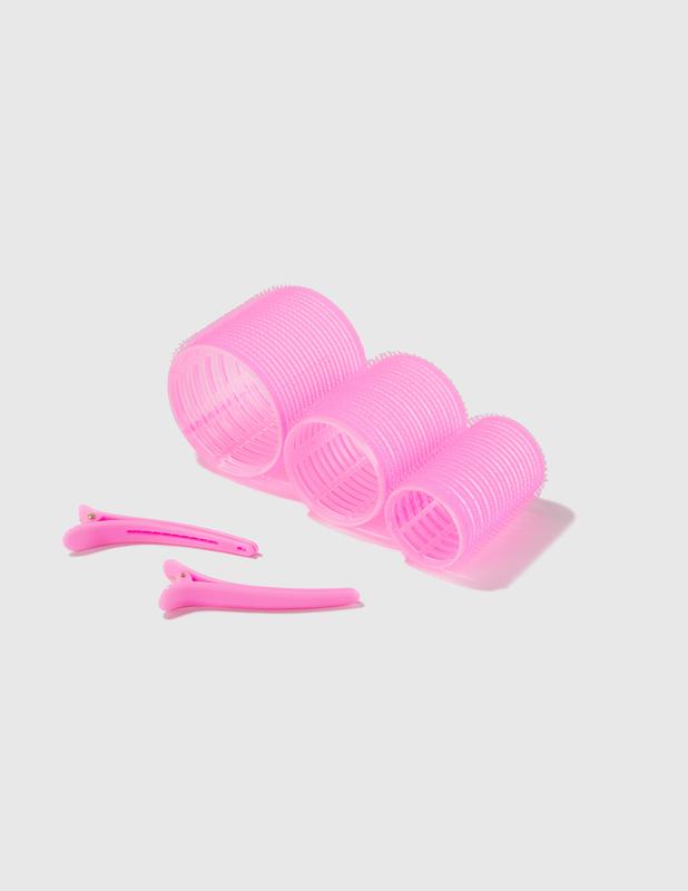 Trademark Beauty Velcro Rollers, Set of 18 Rollers & Clips, Multiple Sizes, Self Grip Hair Rollers, Clips, Easy to Use, Pink Haircare Heatless Handy Storage