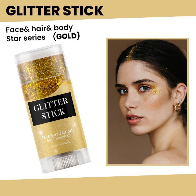 Glitter Stick, Long Lasting Body Glitter Stick, Highlighter Stick, Natural Brightening Makeup Stick, Suitable for Faces, Lips and Eyes