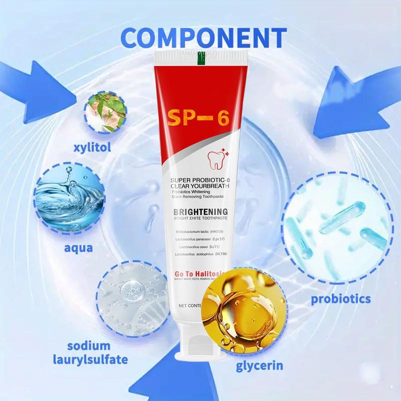 SP-6 Toothpaste Remove smoke stains, Oral Health Management,Fresh Breath,Probiotic Toothpaste for Oral Health Management, with Sodium Saccharin and Lactobacillus,Hydroxyapatite, Whitening Toothpaste Fresh Breath whitening  toothpaste