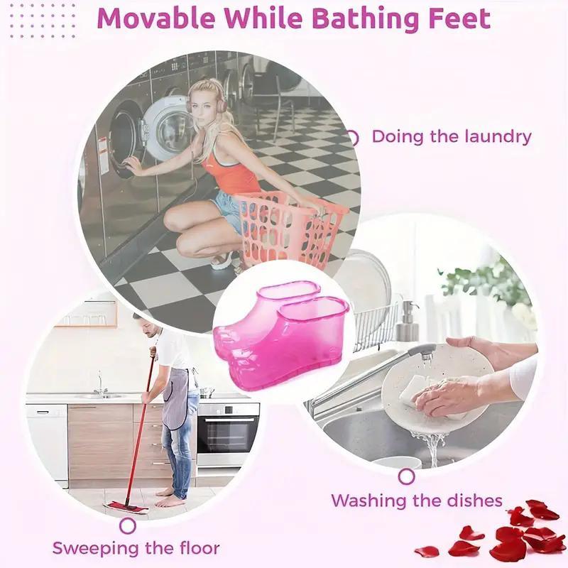 Foot Spa Bath Massager, Hot Massage Foot Bath Shoes with Ergonomic Massage Ball Design, Removable Foot Massage Tool for Home Spa Use