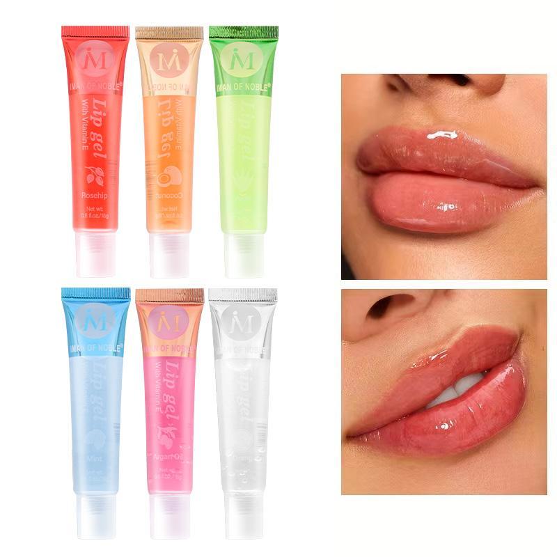 Moisturizing Clear Lip Gloss, 6 Counts set Hydrating Lip Oil, Coconut Flavor Lip Oils Gift Set, Lip Care Product for Women & Girls