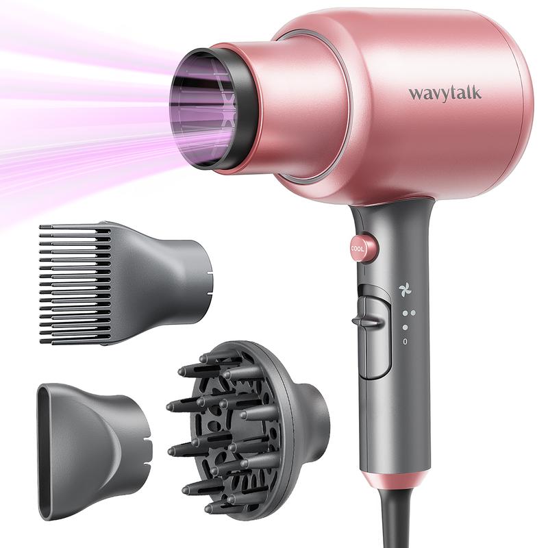 Wavytalk Negative Ion Single Thermal brush 1.5 Inch and Professional Ionic Hair Dryer with Diffuser