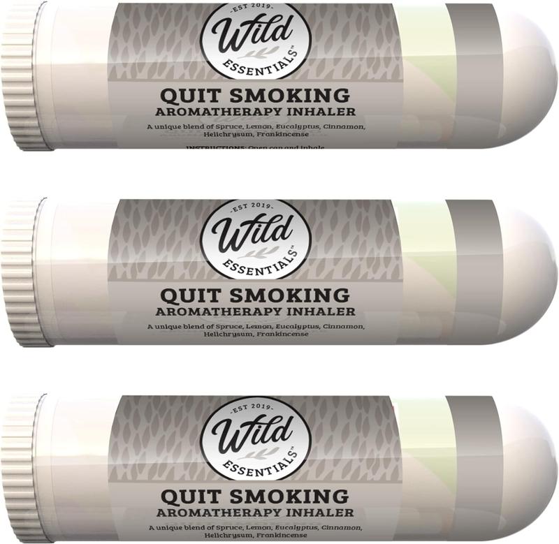 Wild Essentials 3 Pack of Quit Smoking Aromatherapy Nasal Inhalers Made with All Natural, Therapeutic Grade Essential Oils to Help You Kick The Habit and Quench The Cravings!