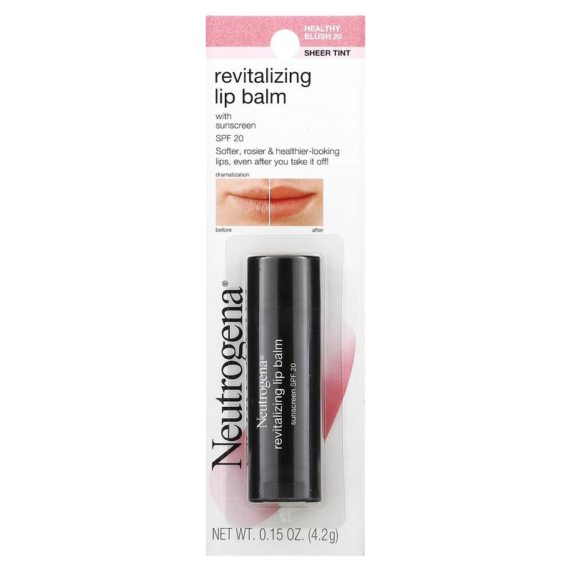 Neutrogena Sheer Tint, Revitalizing Lip Balm, SPF 20, Healthy Blush 20, 0.15 oz (4.2 g)