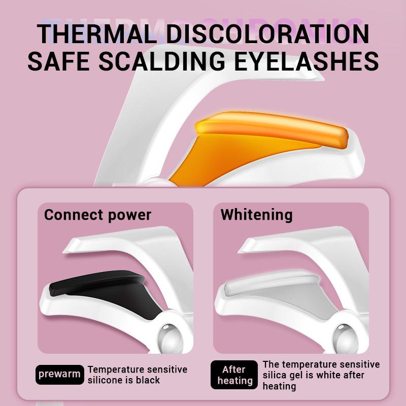 Portable Electric Heated Lash Curler Rechargeable with Sensing Heating Silicone Pad, USB fast charging Pink and White eyelash Cosmetic Makeup Plastic