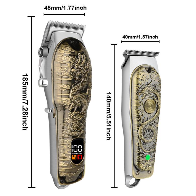 Professional Hair Clipper with Limit Combs, 1 Set Cordless USB Rechargeable Grooming Kit with LCD Digital Display, Barber Haircut and Carving Kit