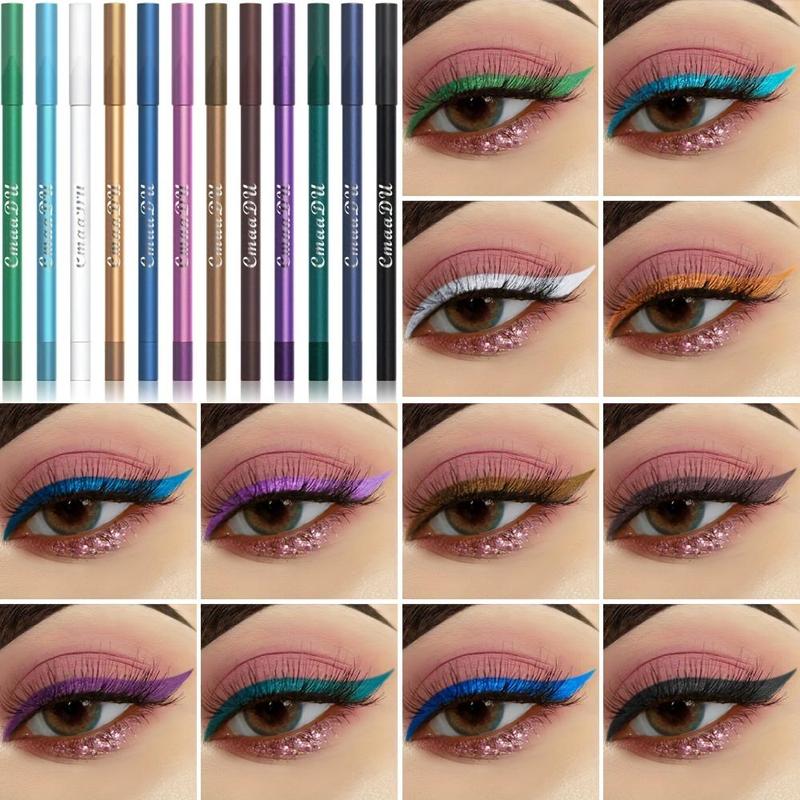 Long Lasting Eyeliner Pen (12pcs set), 2 in 1 Matte Shimmer Eyeshadow & Eyeliner Pen, Easy To Apply for Eye Makeup, Great for Professional & Beginners