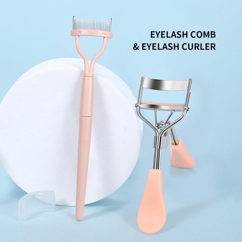 Eyelash Curler & Eyelash Comb Set, 2 Counts set, Eyelash Curler and Folding Lash Comb, Professional Makeup Tools for Women