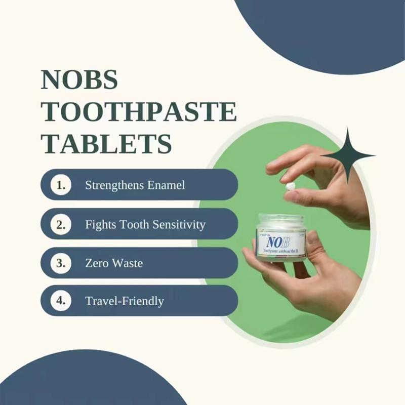 NOBS Toothpaste Tablets - Remineralize with NHA - Flouride & Plastic Free - Eco & Travel Friendly - Oral Whitening