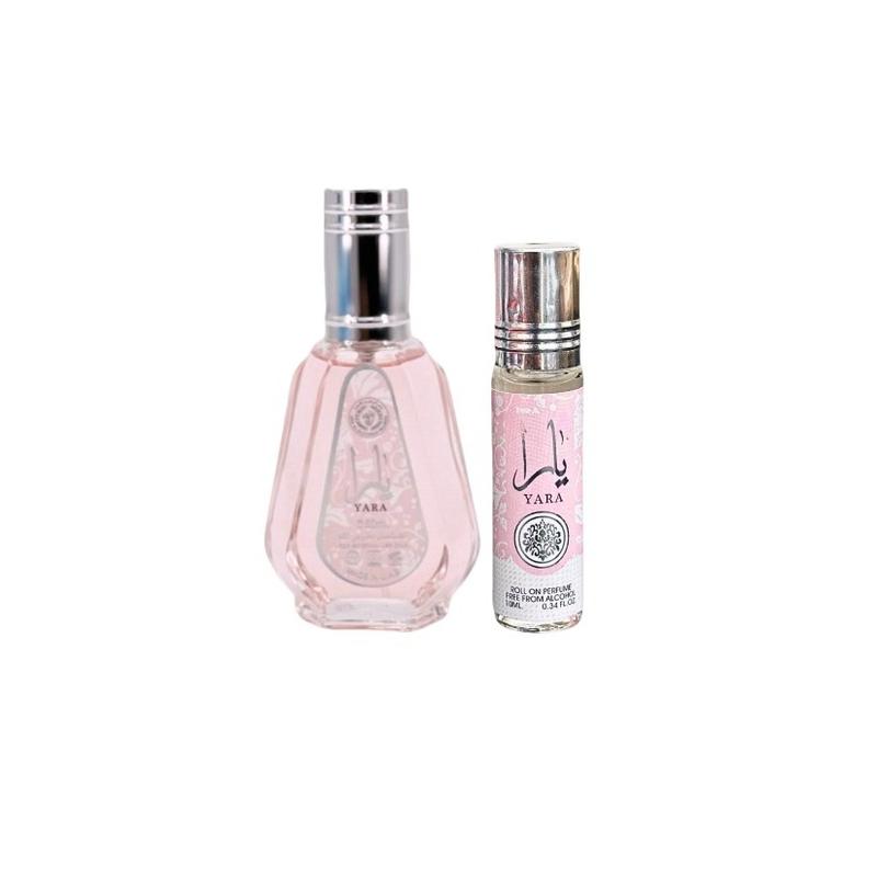 LATTAFA YARA ROLL ON 10ML & YARA EAU DE PARFUM SPRAY BY AL ZAAFARAN 1.7FL.OZ