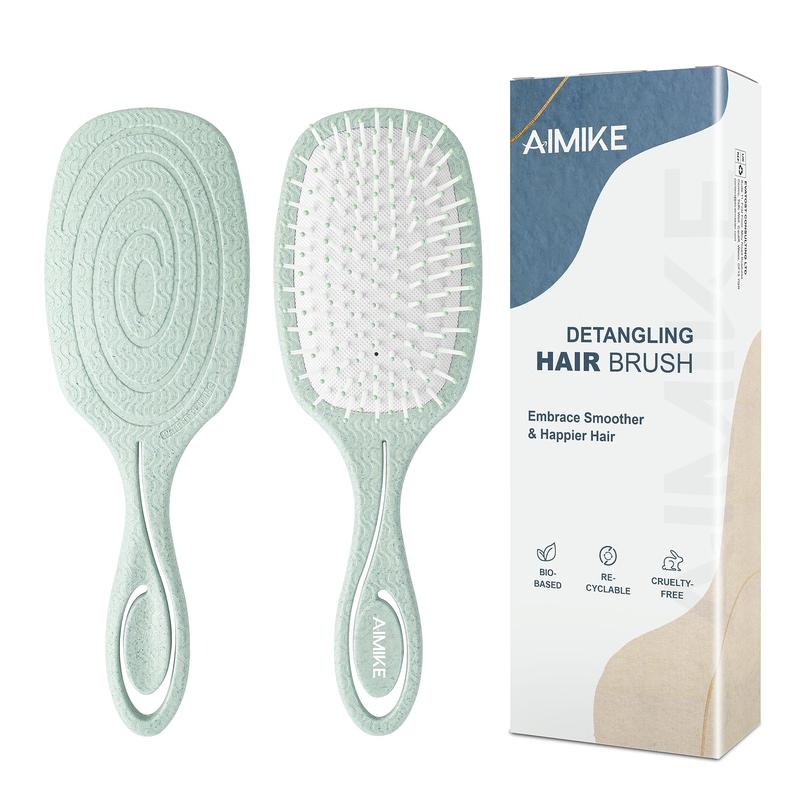 AIMIKE Detangling Brush, Detangler Brush w Ultra-soft Air Cushion, Pain-Free Detangle Brush Gently Loosens Tangles, Thick Curly Hair Brush for Women, Paddle Brush Wet Dry Brush  Hairbrush Haircare Heatless Smooth Handle