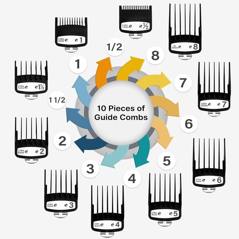 Professional Hair Clipper Guards Guides 10 Pcs Coded Cutting Guides #3170-400- 1 16