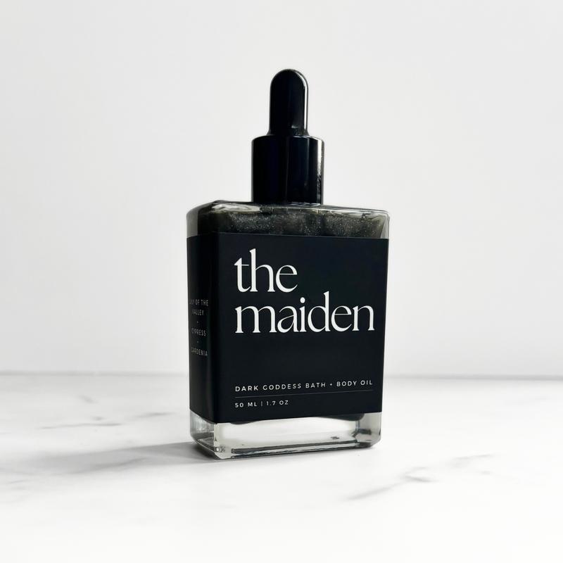 The Maiden | Dark Goddess Ritual Bath + Body Oil  | Shimmer Oil | Lily of the Valley + Cypress + Gardenia