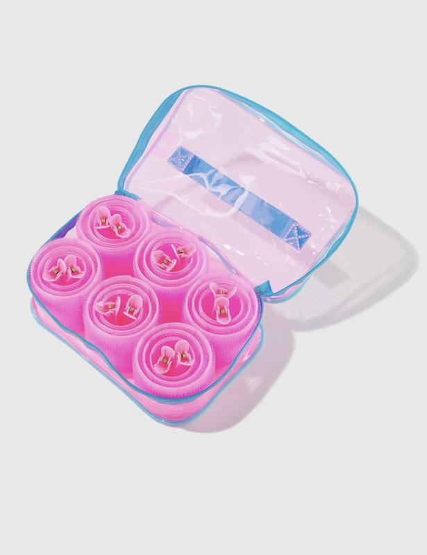 Trademark Beauty Velcro Rollers, Set of 18 Rollers & Clips, Multiple Sizes, Self Grip Hair Rollers, Clips, Easy to Use, Pink Haircare Heatless Handy Storage