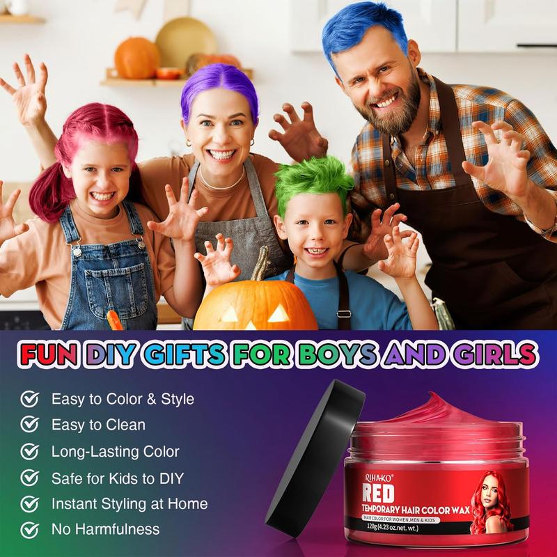 4 colors temporary hair dye, temporary hair color wax disposable hair dye cream instant hair dye wax for men, women,-cosplay, party, masquerade, Halloween DIY (green, purple, red, blue)