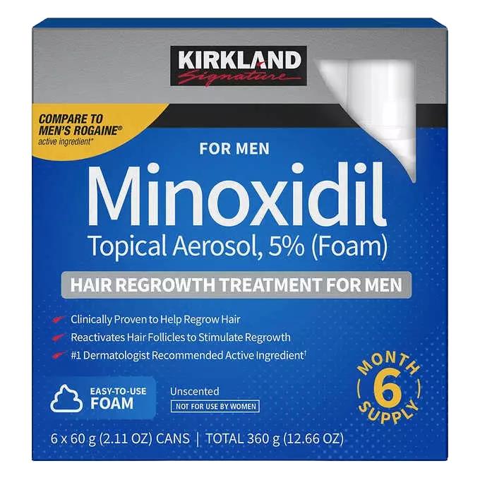 Kirkland Minoxidil 5% Foam for Men Hair Regrowth Treatment, 2 Month, Hair Care Comfort, Best for Hair Loss Treatment