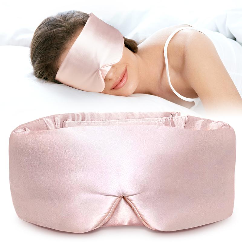 LitBear Pink Silk Sleep Mask for Side Sleeper, Eye Mask Sleeping for Women Men 100% 22 Momme Pure Mulberry Silk