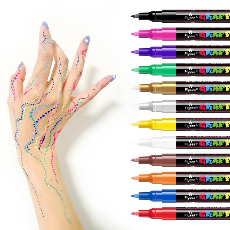 12pcs set Body Paint Marker Pen, Face Body Art Temporary Tattoo Drawing Pen, Party Supplies