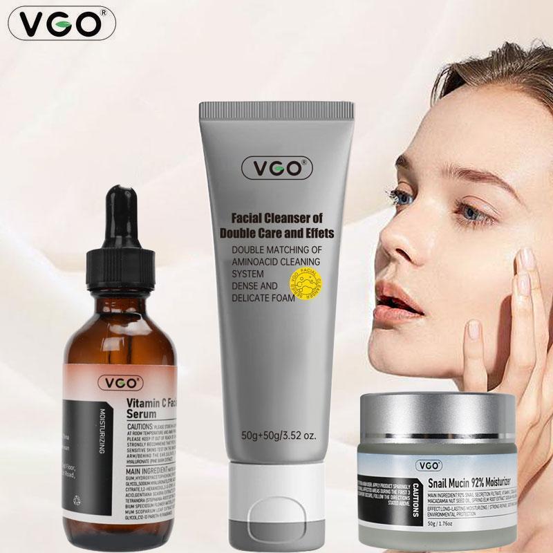 VGO Snail Mucin 92% Moisturizer Vitamin C Serum  Facial Cleanser  Three-In-One Set Daily Skincare for AlSkin Types Comfort Skin Repair Moisture HydrateMoisturizing repair set skin repair glow serum vgo-vitamin c facial serum anti-aging hydrating