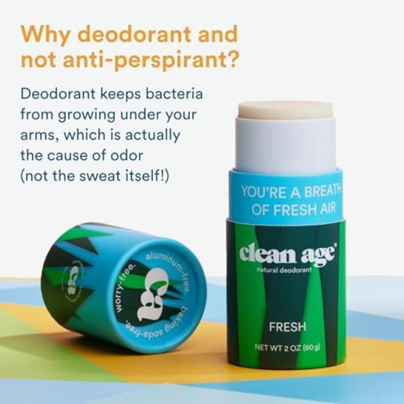 Clean Age Deodorant - Aluminum Free - 2 oz Stick - Fresh Scent - Natural Ingredients - Gender Inclusive - FSC Certified Paper Packaging