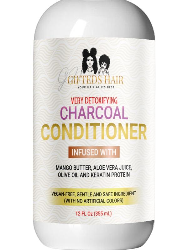 Gifted Cosmetics Charcoal Conditioner - Detoxifying Organic Haircare Cleanser with Mango Butter, Aloe Vera Juice, and Keratin Protein