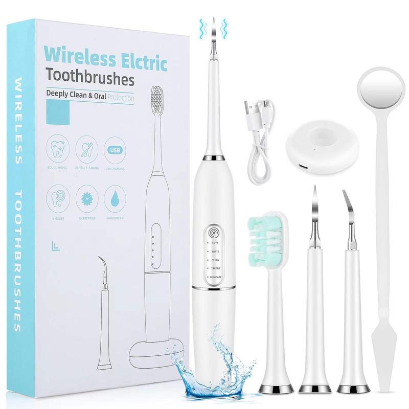 Wireless Electric Toothbrush for Christmas Gift, 1 Box Rechargeable Sonic 5 -speed Toothbrushes & Replacement Brush Heads, Deep Cleaning Toothbrushes for Adults