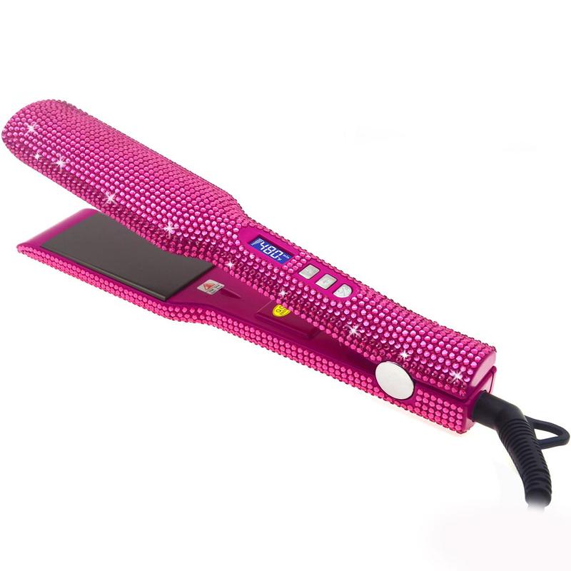 Rhinestone Decorated Hair Straightener, Professional Salon Hair Straightener, Titanium Flat Iron, Silk Press, Hair Styling Tool