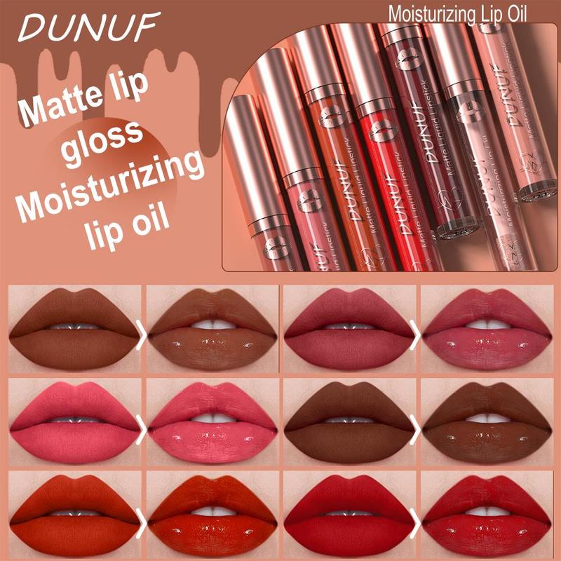 Long-lasting Matte Lip Gloss, 1 Count Waterproof Moisturizing Lip Oil, Non-stick Cup Non-fading Lipstick, Perfect Gift for Women