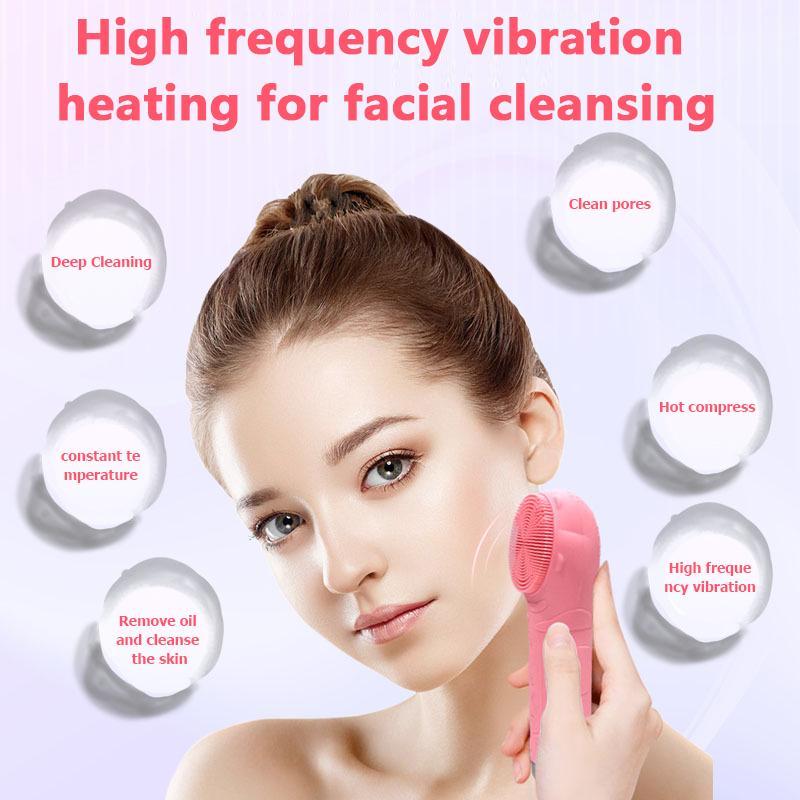 Electric Facial Cleansing Brush, 1 Box Rechargeable Silicone Facial Massage Brush, Professional Facial Skin Care Tool for Women & Girls