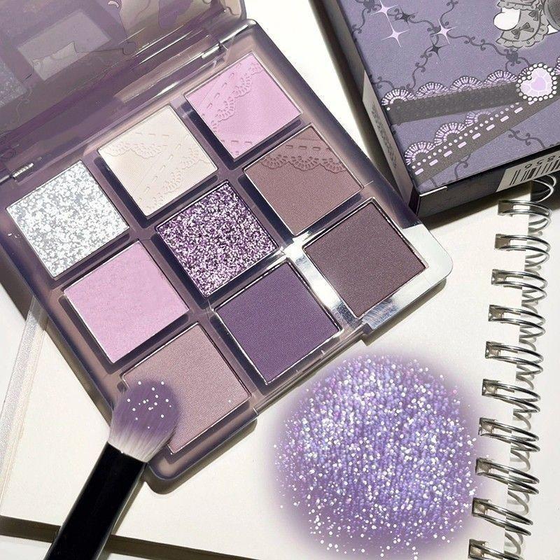 9 Color Purple Tones Eyeshadow Palette, Matte and Glitter Shimmering Eye Shadow Makeup Palette, High Pigmented Colorful Eye Makeup Products for Daily and Party, Christmas Gift