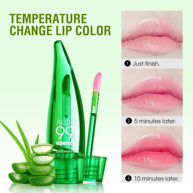 Comfort Skincare Aloe Vera Moisturizing Lip Oil, Magic Temperature Color Changing Lip Moisturizer, Hydrating Tinted Lip Gloss, Lip Care Gifts for Women