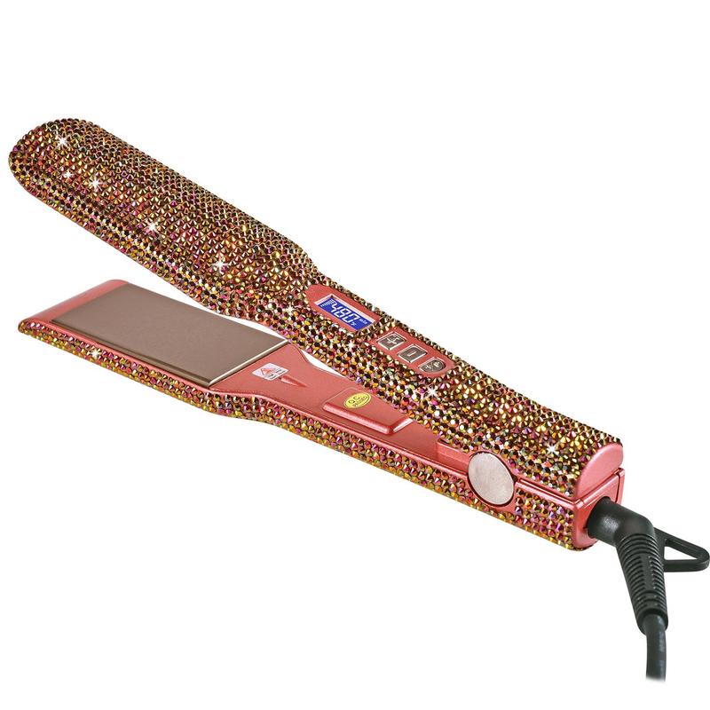 Rhinestone Decorated Hair Straightener, Professional Salon Hair Straightener, Titanium Flat Iron, Silk Press, Hair Styling Tool