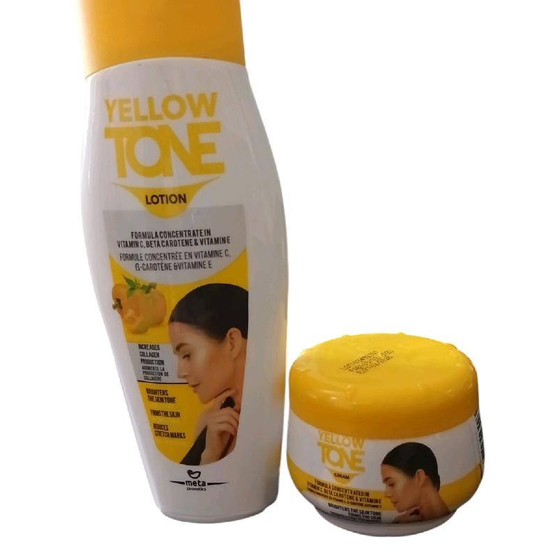 Yellow tone body lotion 200ml and face cream 140ml skincare pack of 2